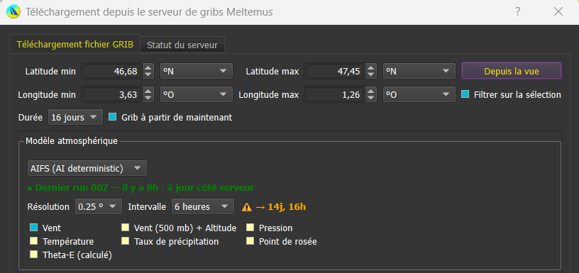 AIFS sur serveur Grib de qtVlm