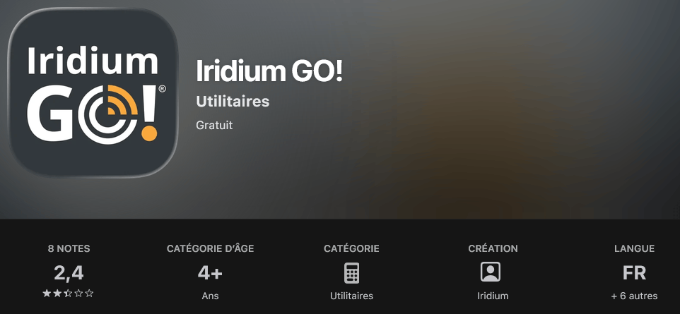 Apps Iridium Go sur IOS